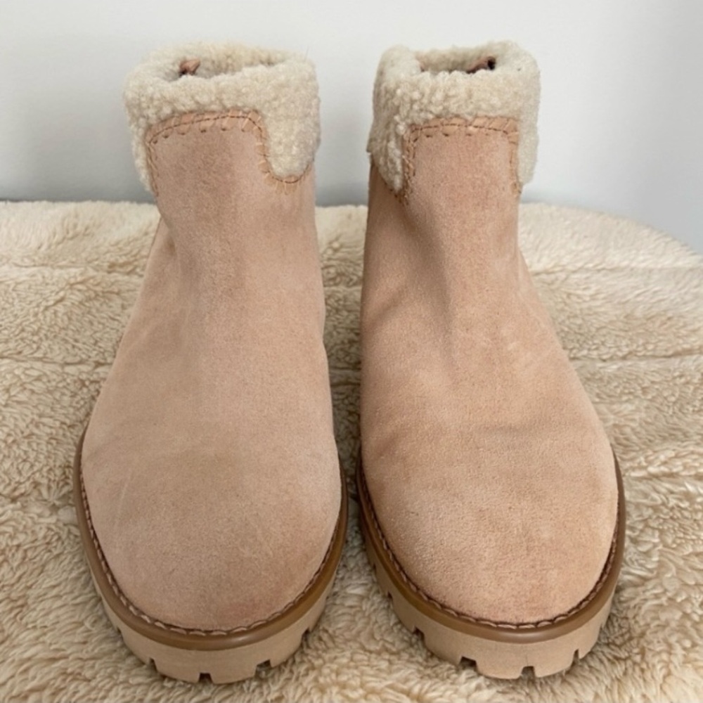 Jack Rogers Sophie Suede Sherpa Bootie Natural Oak Women's Size 9.5 - Picture 2 of 7